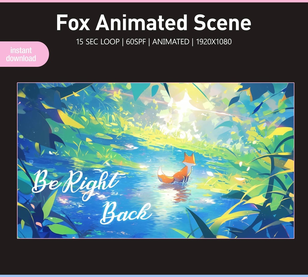 Fox Twitch Screens | 4 Animated VTuber Backgrounds | Digital download | Stream Starting | Be Right Back | Stream Ending | Offline