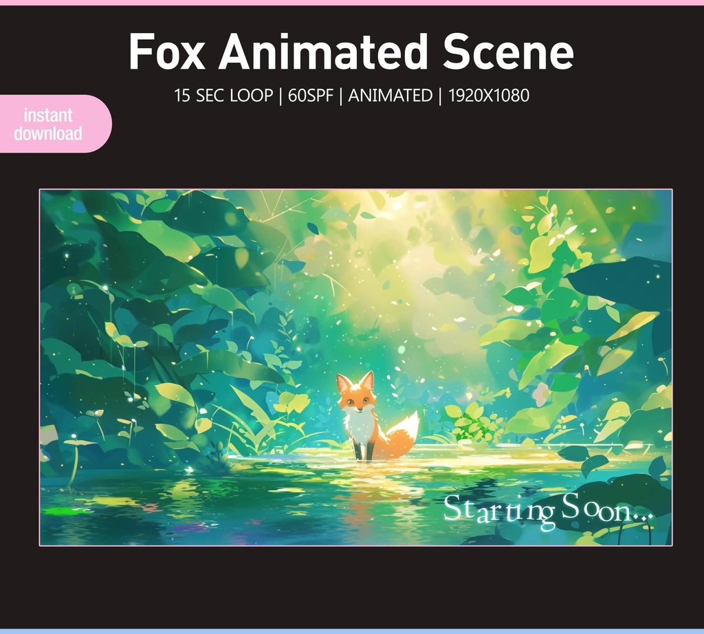 Fox Twitch Screens | 4 Animated VTuber Backgrounds | Digital download | Stream Starting | Be Right Back | Stream Ending | Offline