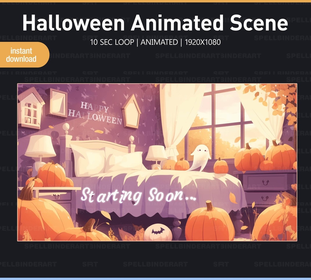 Halloween Stream Screen | animated stream screen | vtuber stream overlay | twitch overlay | youtuber |  Instant Download | halloween pack