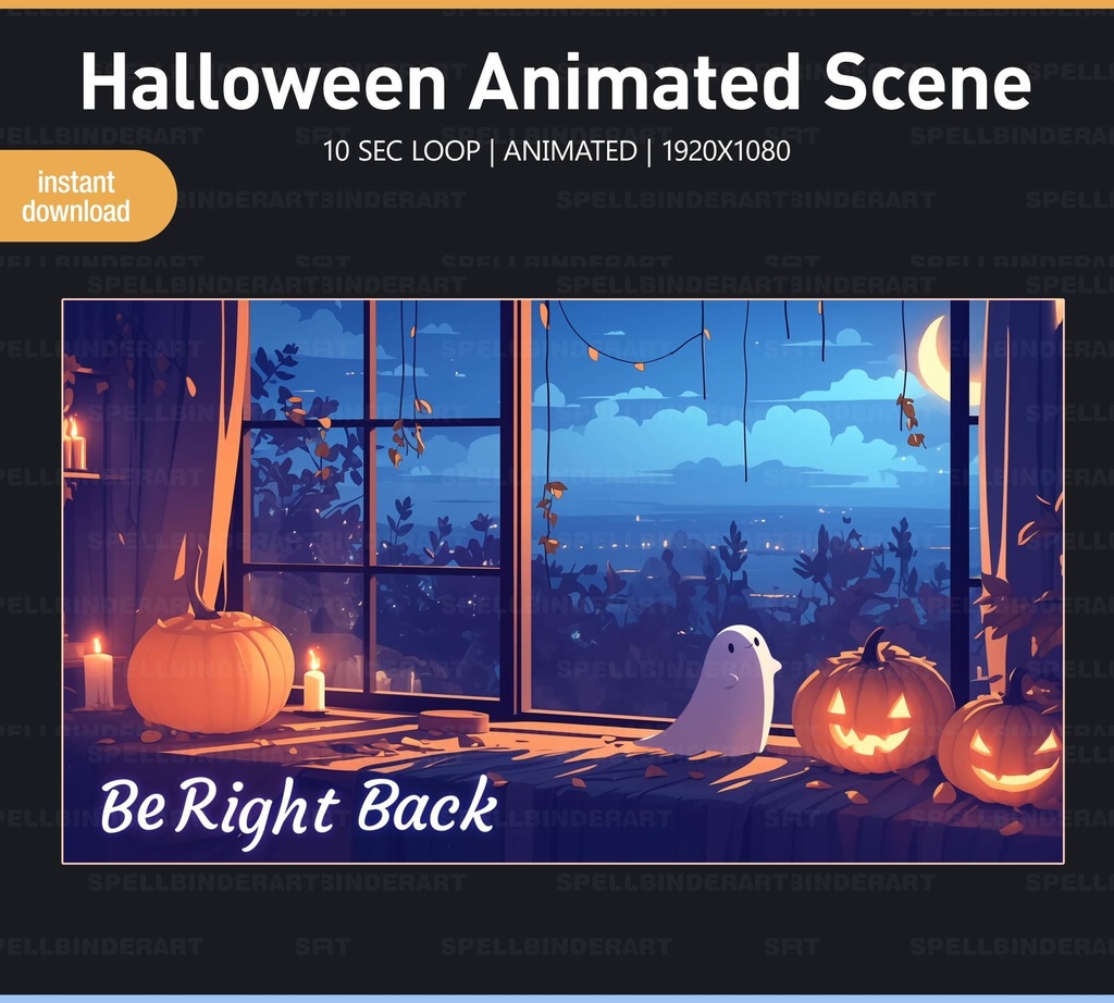 Halloween Stream Screen | animated stream screen | vtuber stream overlay | twitch overlay | youtuber |  Instant Download | halloween pack