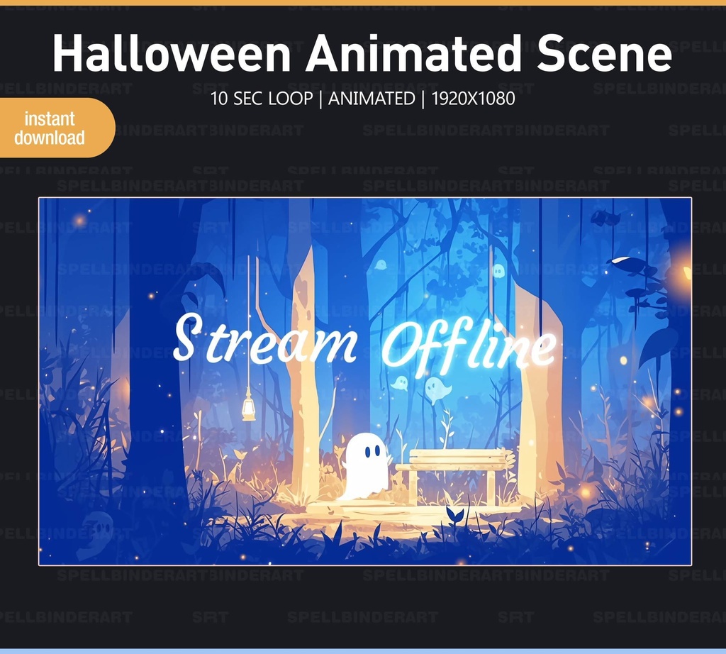 Halloween Stream Screen | animated stream screen | vtuber stream overlay | twitch overlay | youtuber |  Instant Download | halloween pack