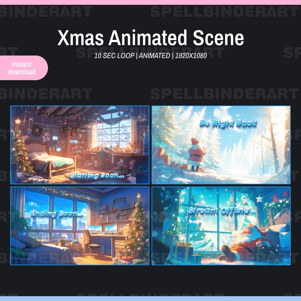 Christmas Animated Background Pack | Animated background | vtuber assets | twitch streamer assets