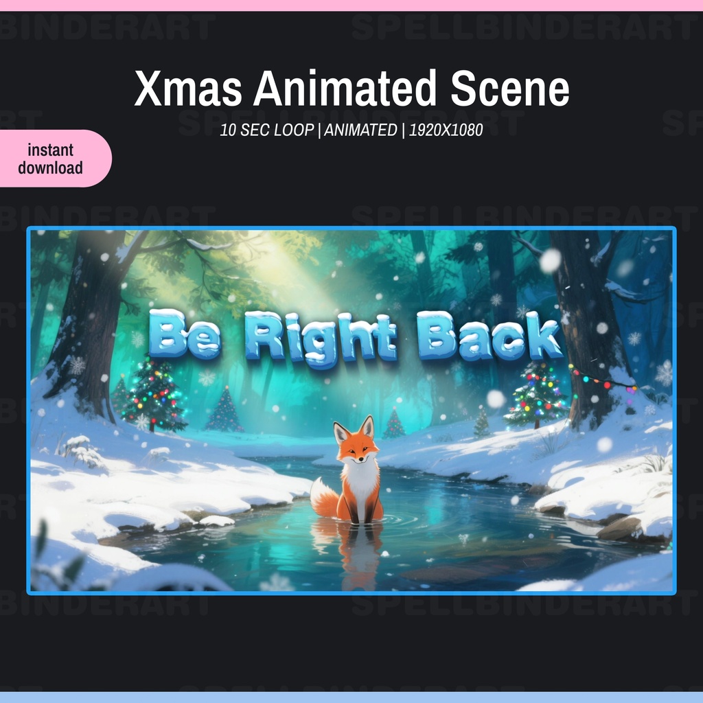 Christmas Animated Fox Stream Screens | 10 Sec Loop | 4 Animated VTuber Backgrounds | Starting Soon Be Right Back Ending Offline
