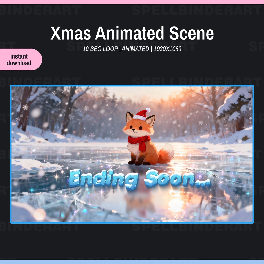 Christmas Animated Fox Stream Screens | 10 Sec Loop | 4 Animated VTuber Backgrounds | Starting Soon Be Right Back Ending Offline