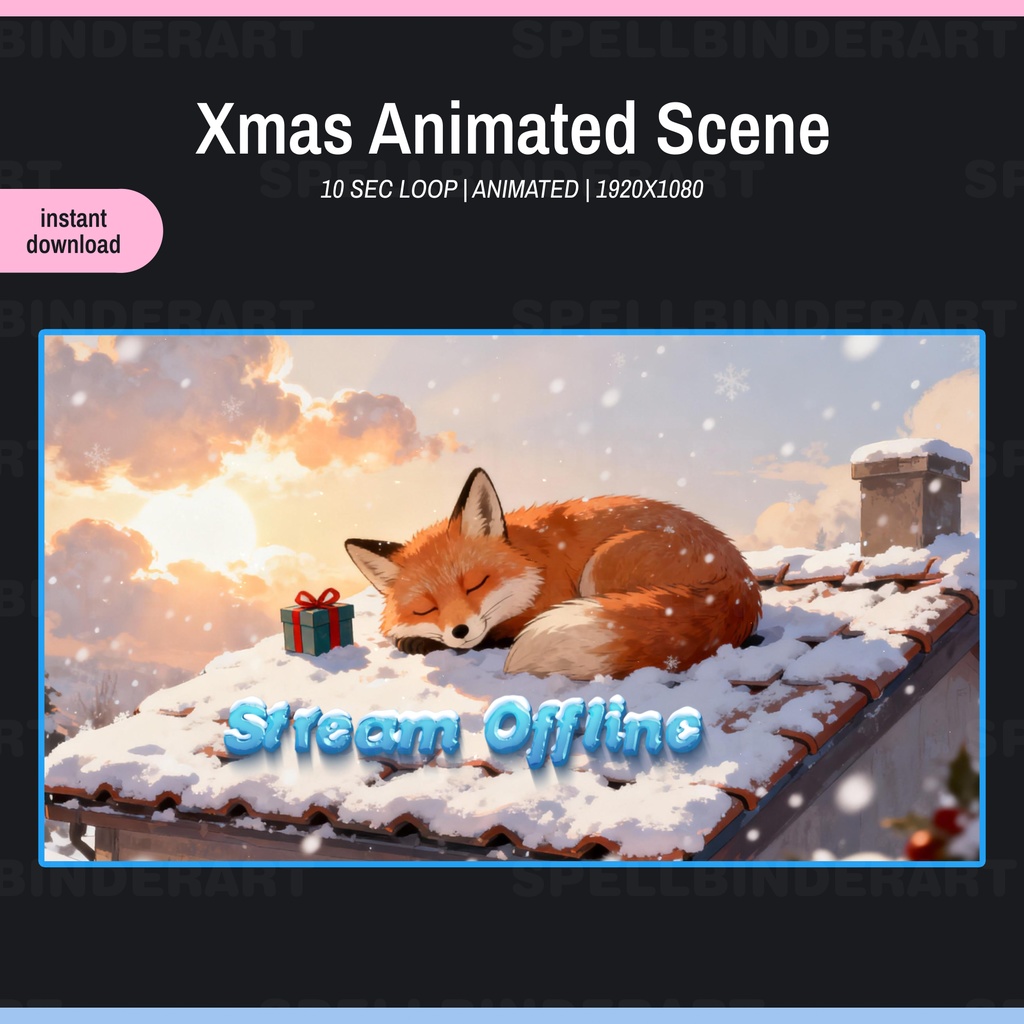 Christmas Animated Fox Stream Screens | 10 Sec Loop | 4 Animated VTuber Backgrounds | Starting Soon Be Right Back Ending Offline