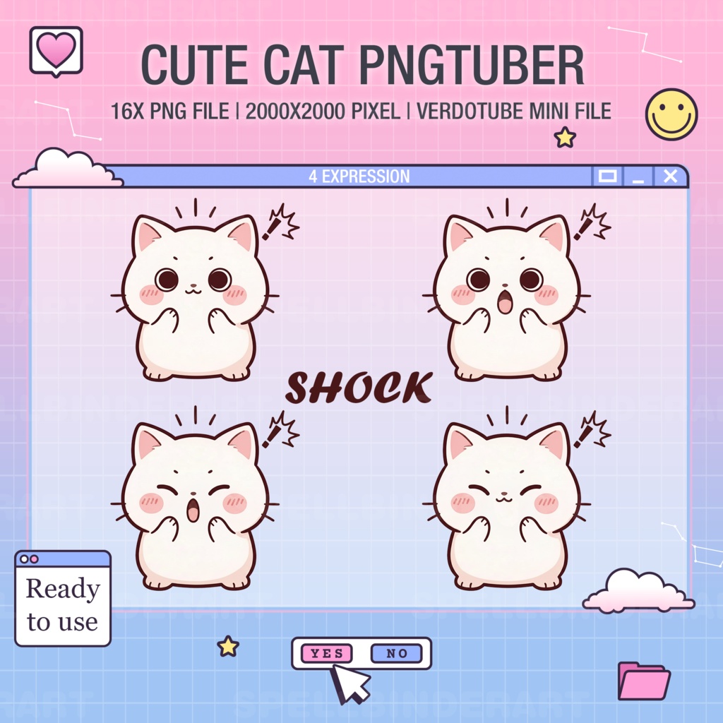 Chibi Anime Cat Pngtuber Avatar | 16 PNG Files, Vtube Ready (Digital Download)