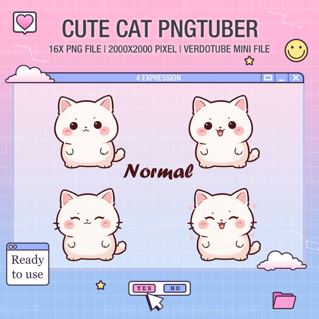 Chibi Anime Cat Pngtuber Avatar | 16 PNG Files, Vtube Ready (Digital Download)