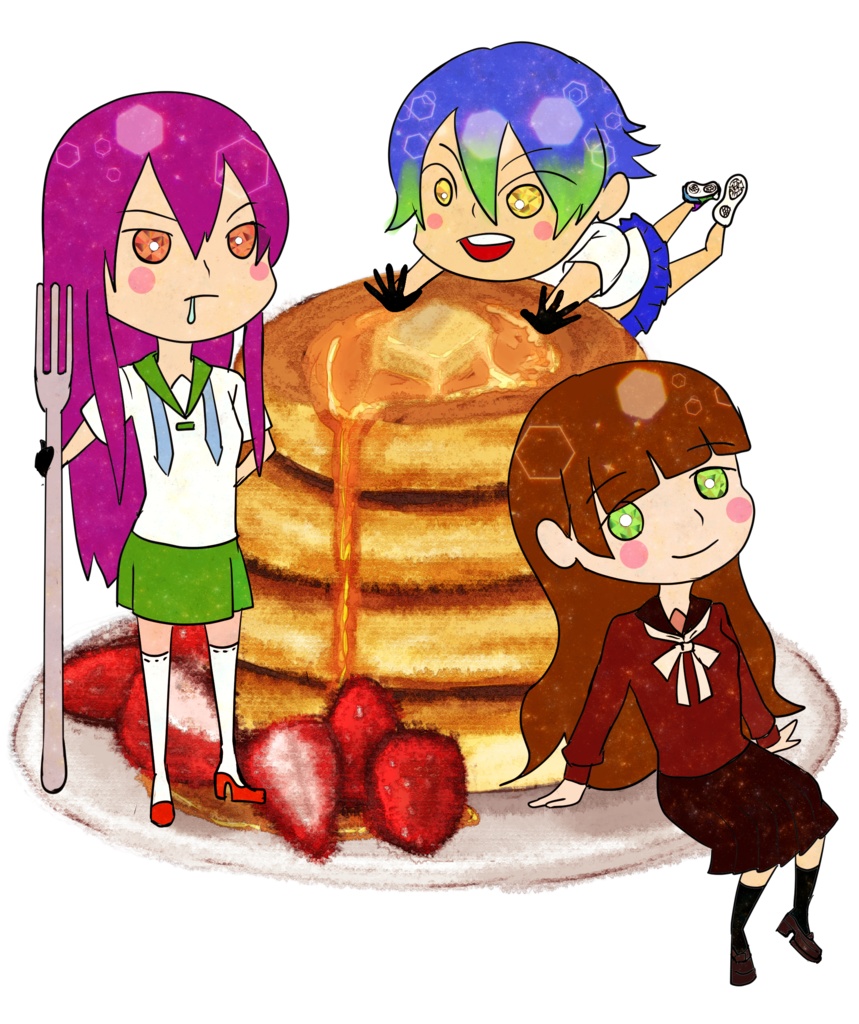 【創作】パンケーキ 千草・杏・仁科 アクリルキーホルダー