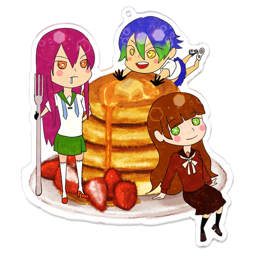 【創作】パンケーキ　千草・杏・仁科　アクリルキーホルダー