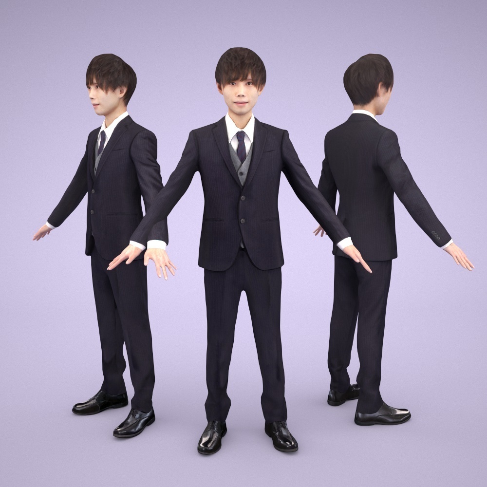 アニメーション付の3d人モデル 032 Toru 3d3d3d Booth