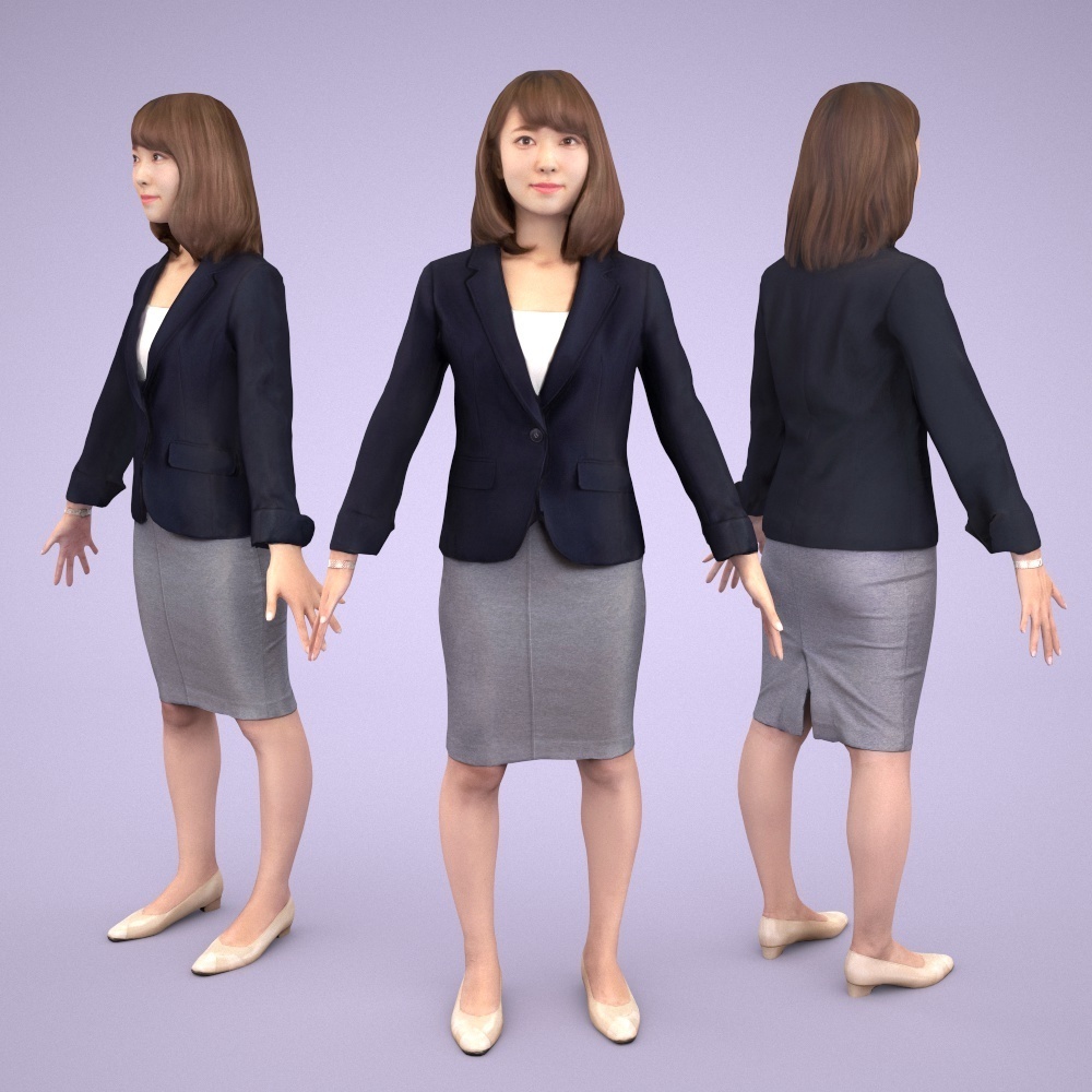 アニメーション付の3d人モデル 014 Kana 3d3d3d Booth