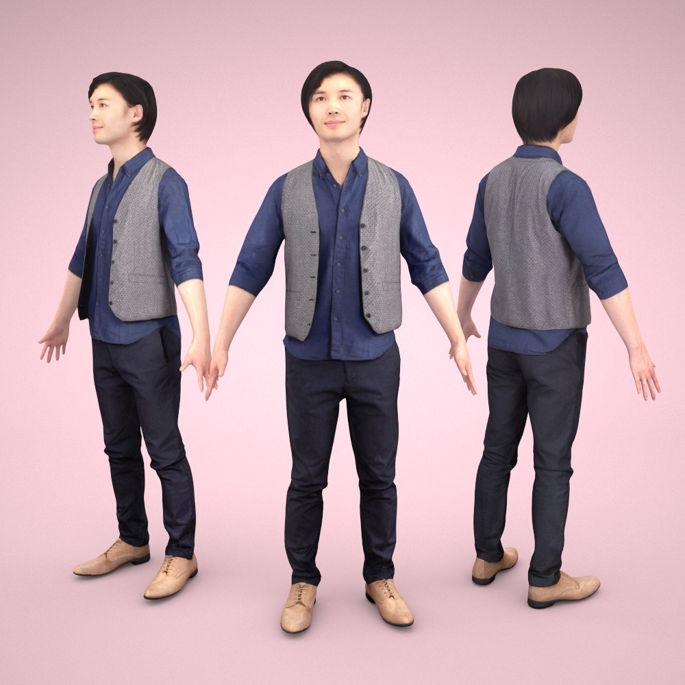 3D人モデルAポーズ10体セット Apose-set-004