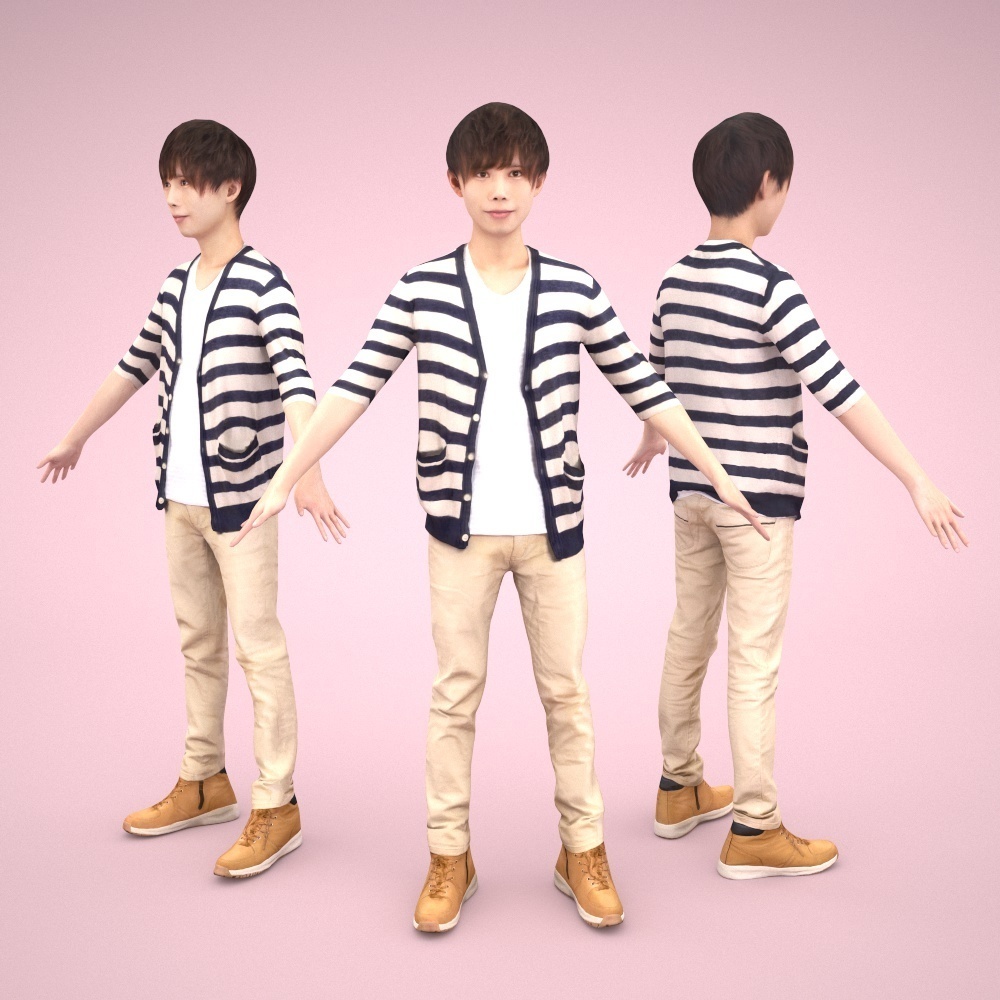 3D人モデルAポーズ10体セット Apose-set-004