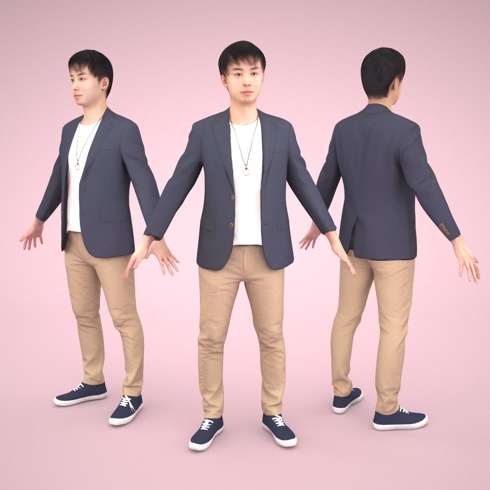 3D人モデルAポーズ10体セット Apose-set-004