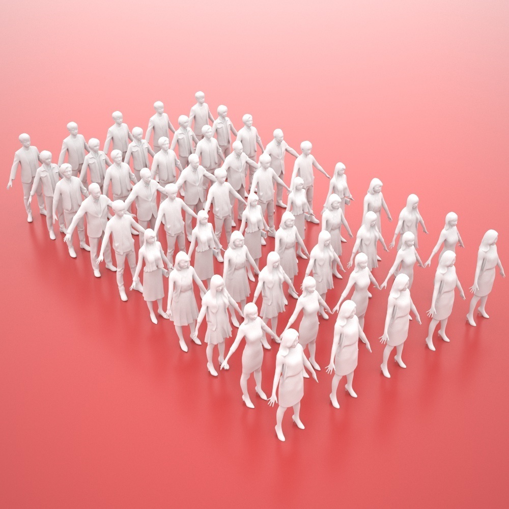 3D人モデルAポーズ10体セット Apose-set-004