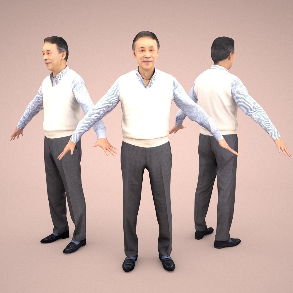 3D人モデルAポーズ10体セット Apose-set-003