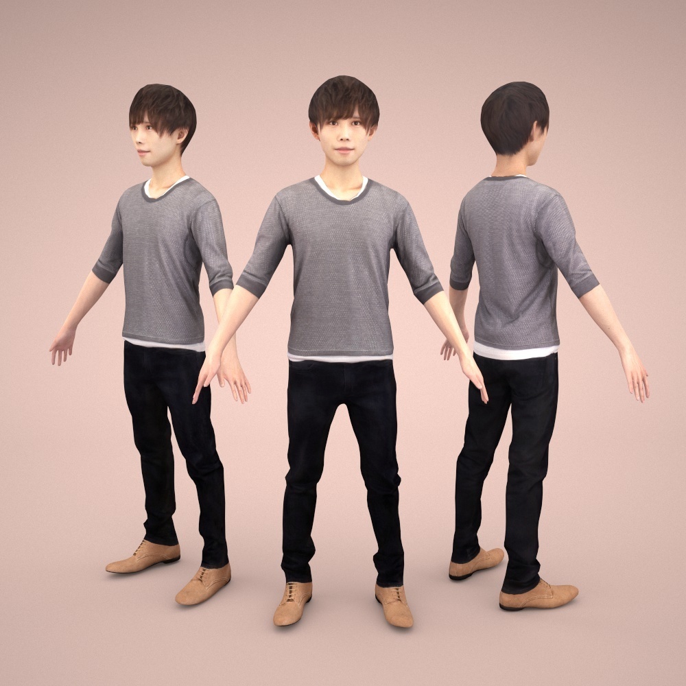 3D人モデルAポーズ10体セット Apose-set-003