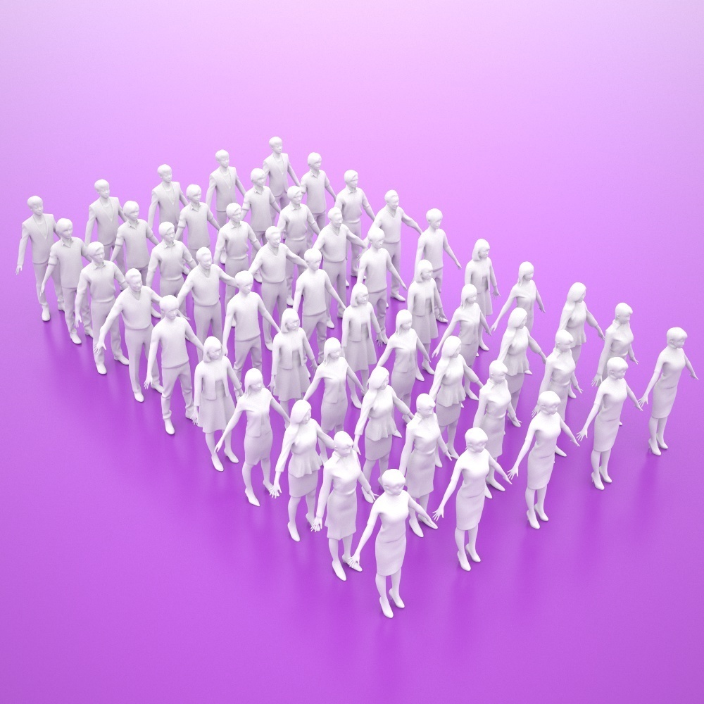 3D人モデルAポーズ10体セット Apose-set-003