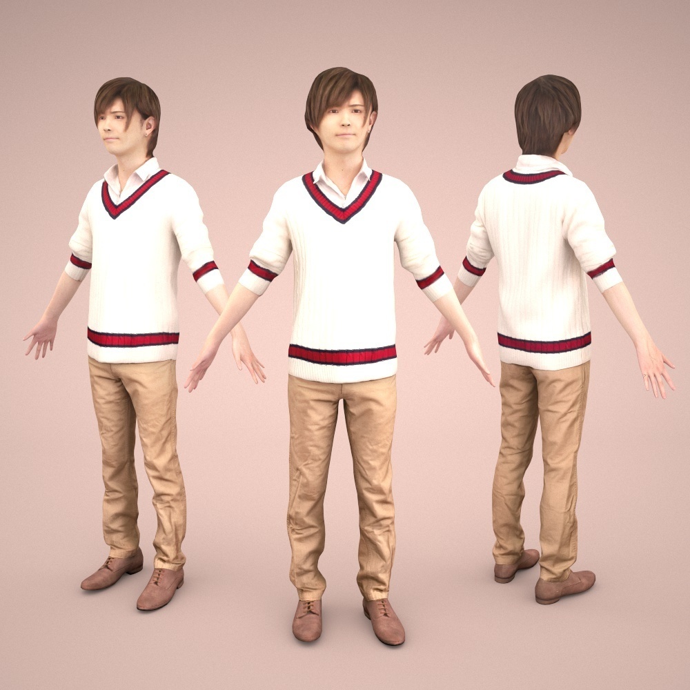 3D人モデルAポーズ10体セット Apose-set-003