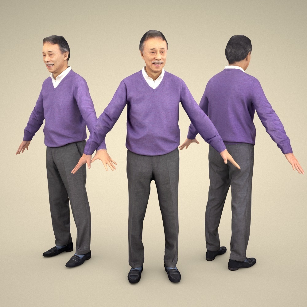 3D人モデルAポーズ10体セット Apose-set-002