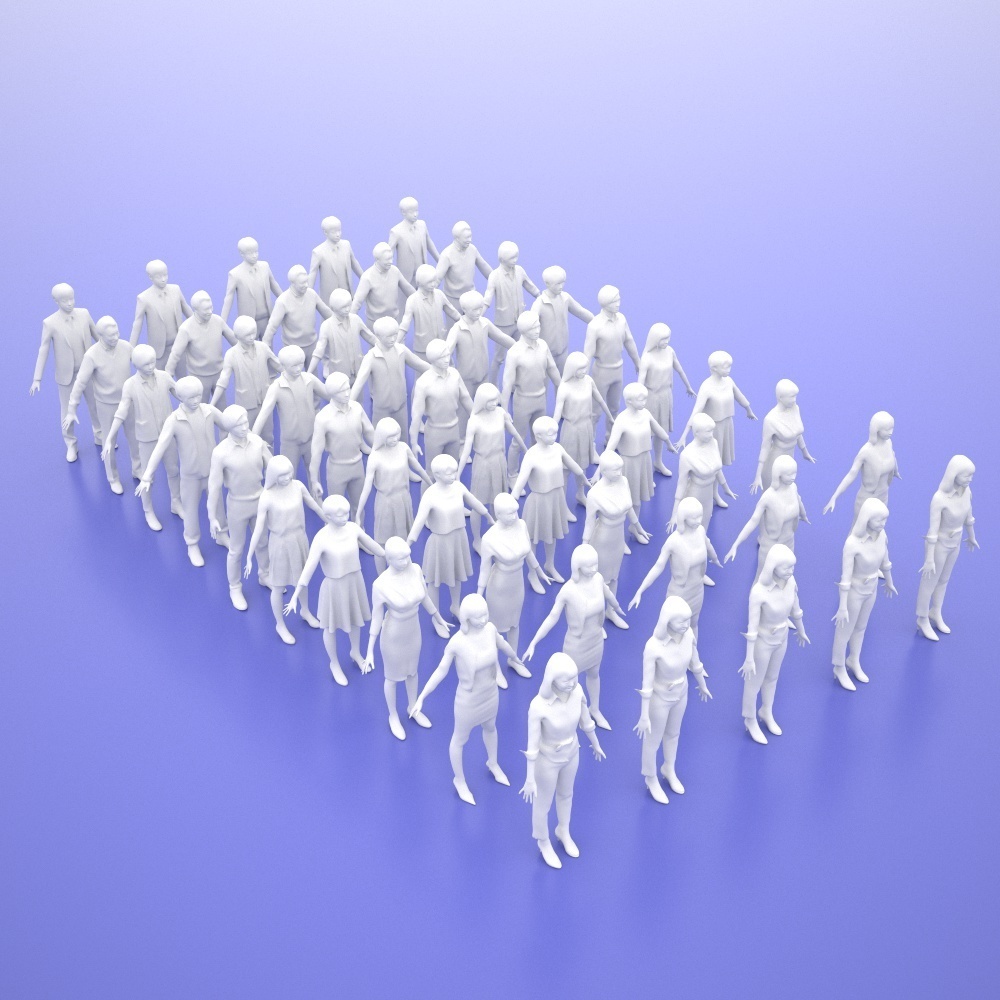 3D人モデルAポーズ10体セット Apose-set-002