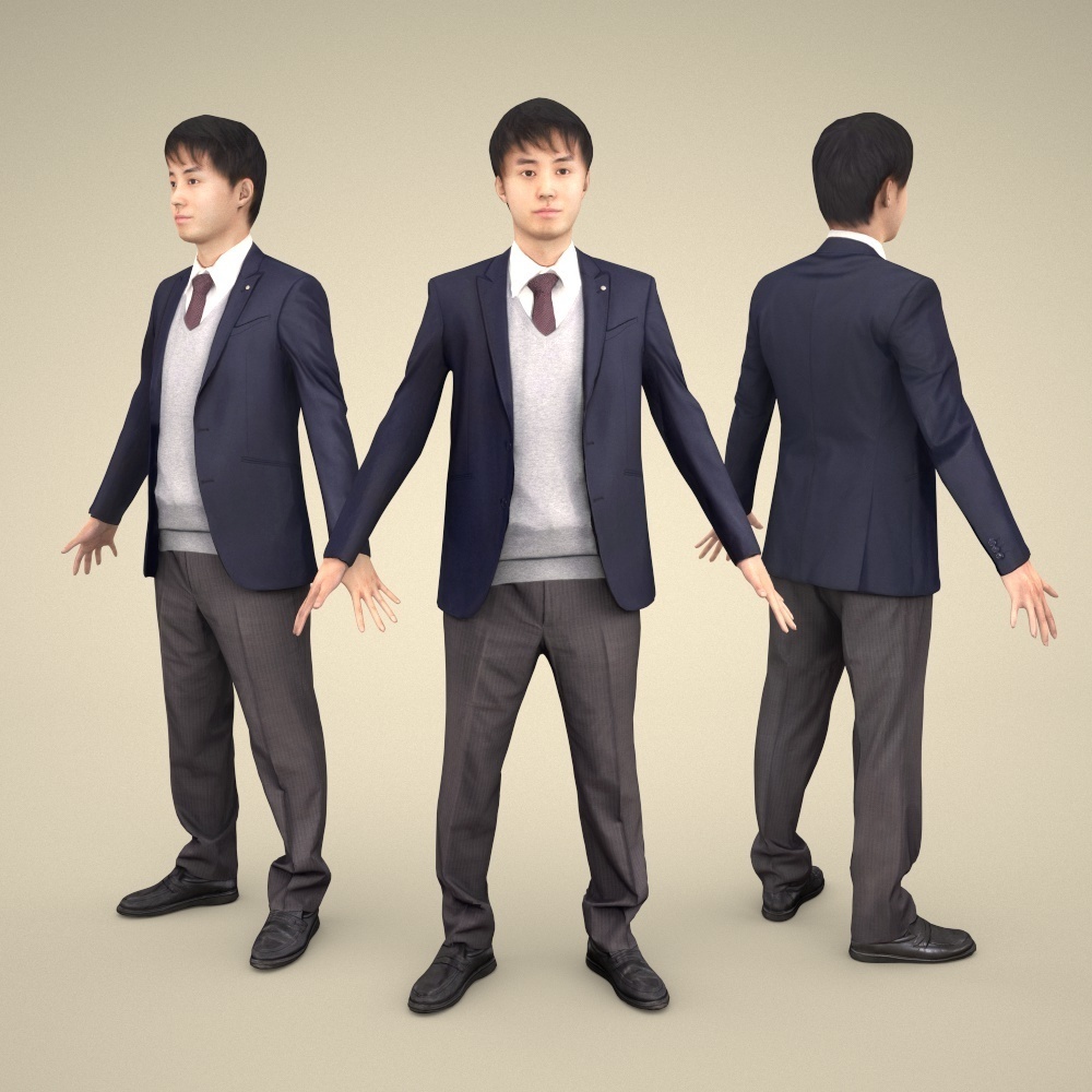 3D人モデルAポーズ10体セット Apose-set-002