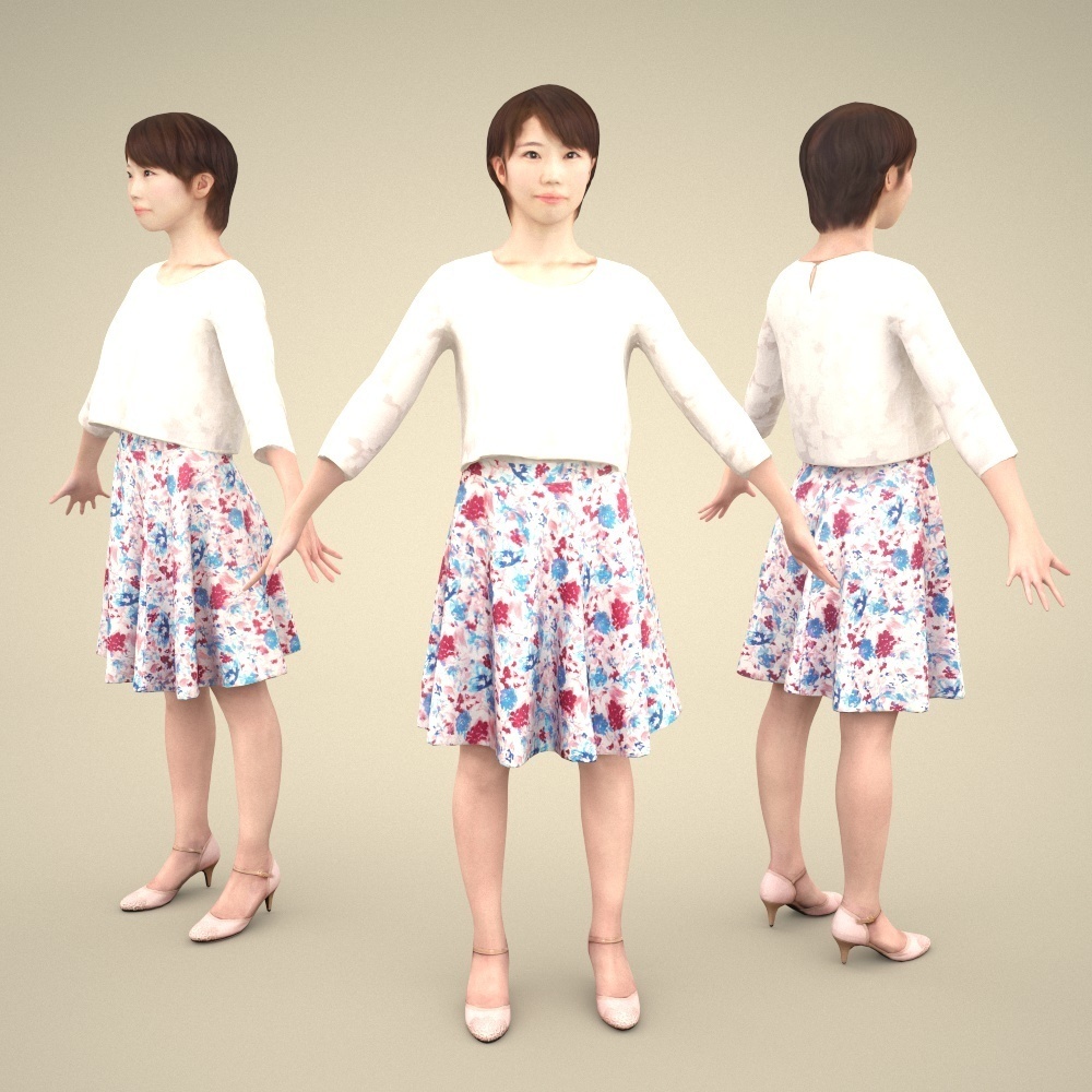 3D人モデルAポーズ10体セット Apose-set-002