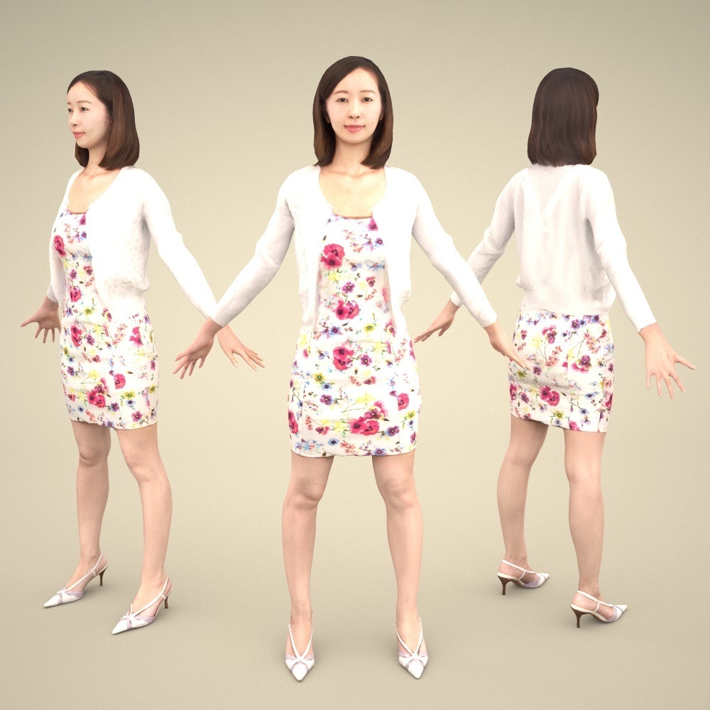 3D人モデルAポーズ10体セット Apose-set-002