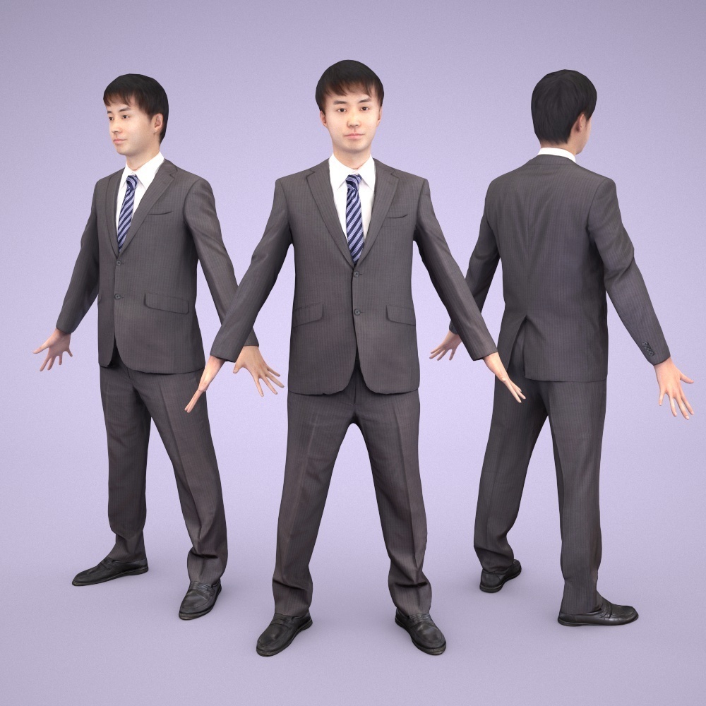 3D人モデルAポーズ10体セット Apose-set-001