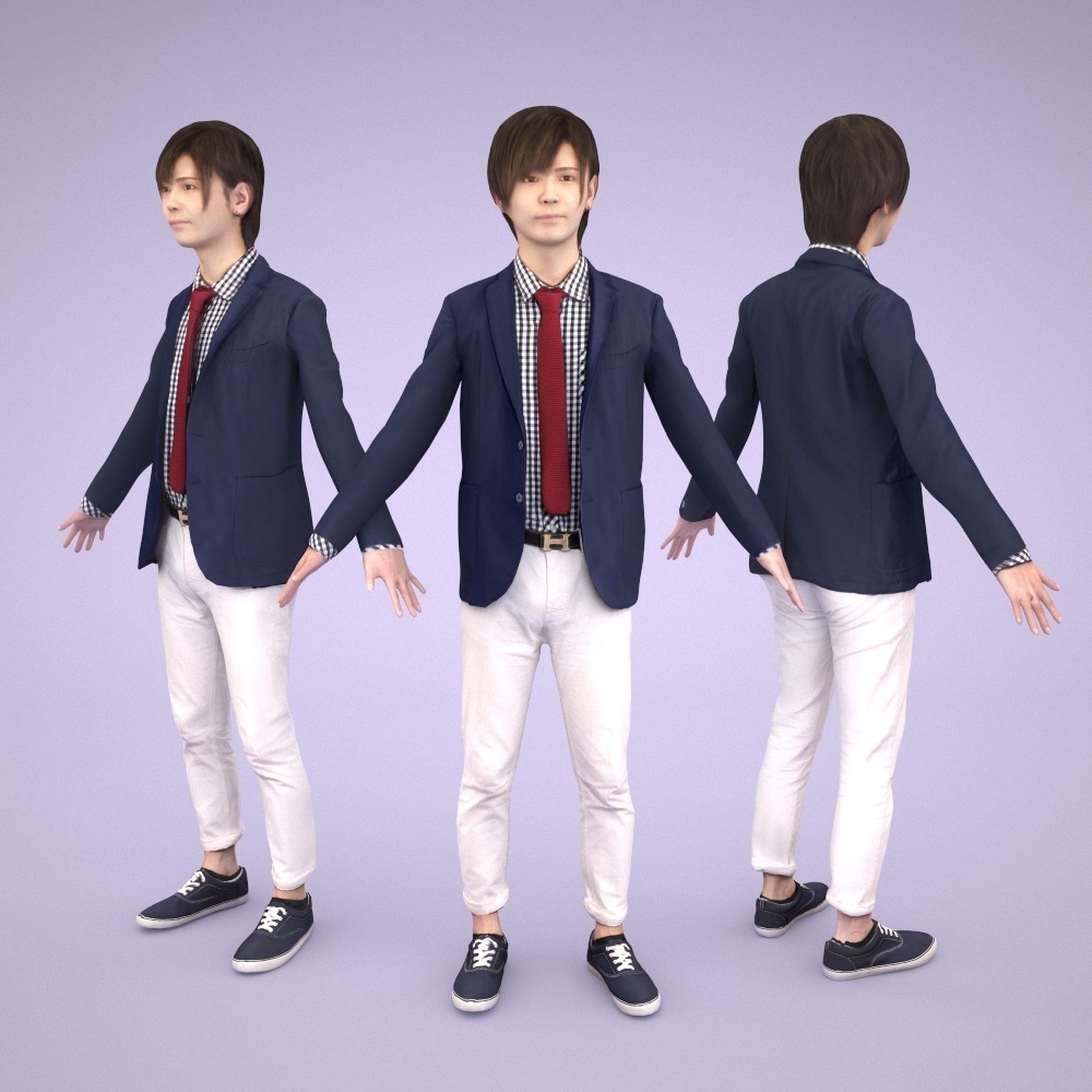 3D人モデルAポーズ10体セット Apose-set-001