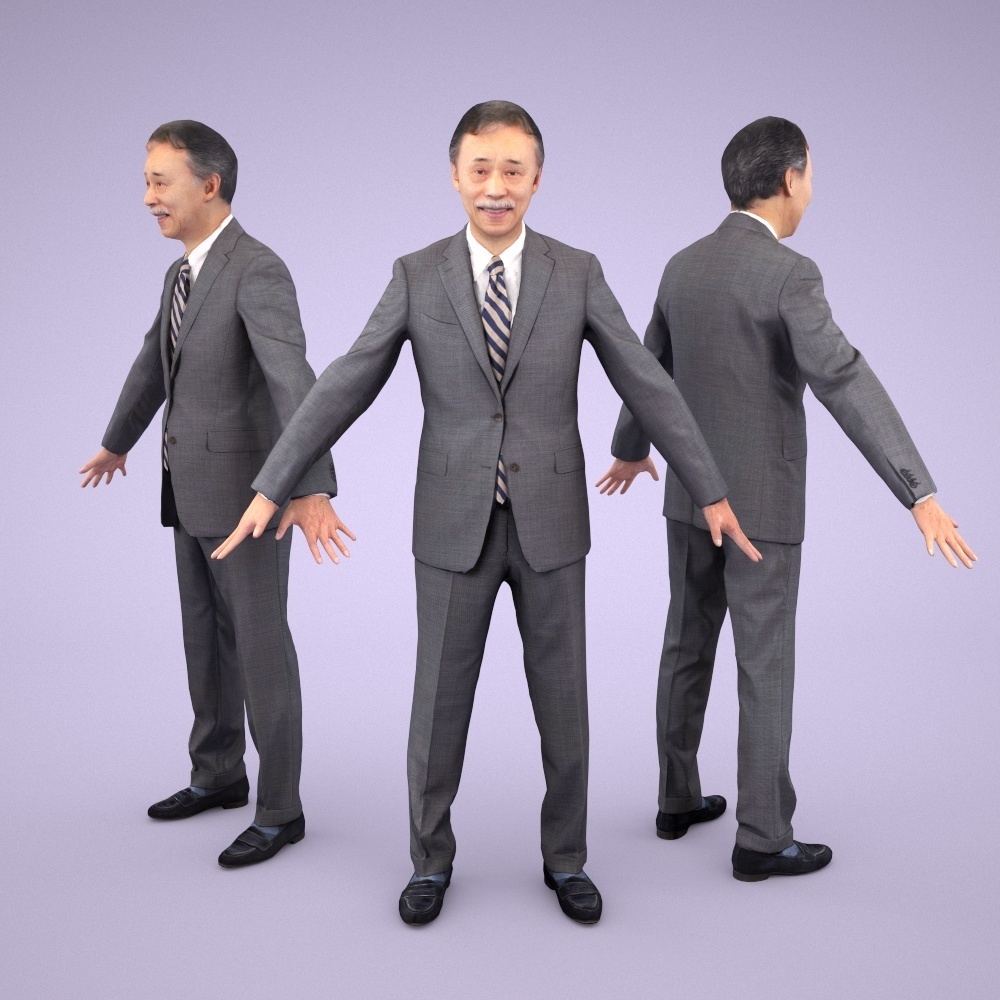 3D人モデルAポーズ10体セット Apose-set-001