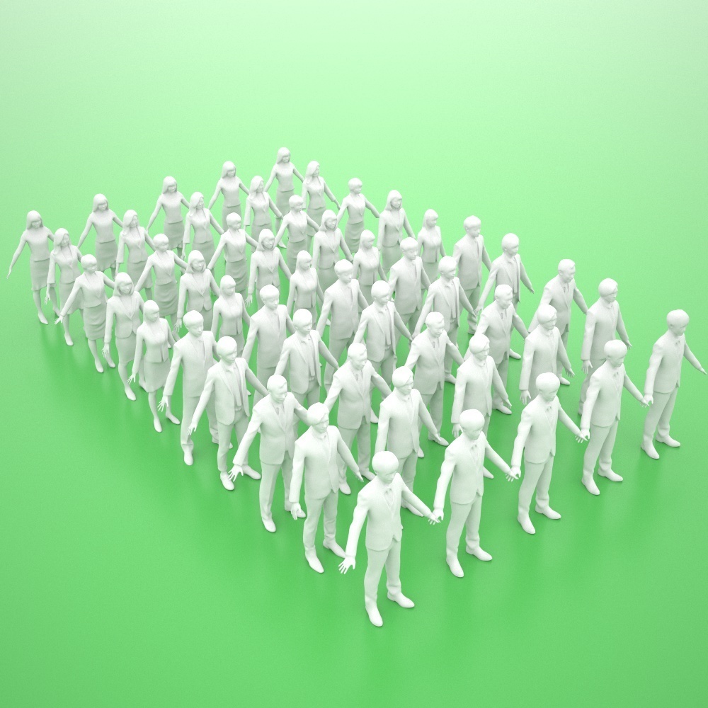 3D人モデルAポーズ10体セット Apose-set-001