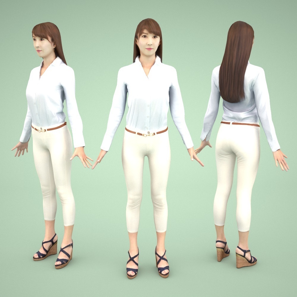 3D人モデルAポーズ5体セット Apose-set-006