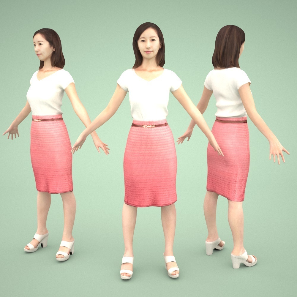 3D人モデルAポーズ5体セット Apose-set-006