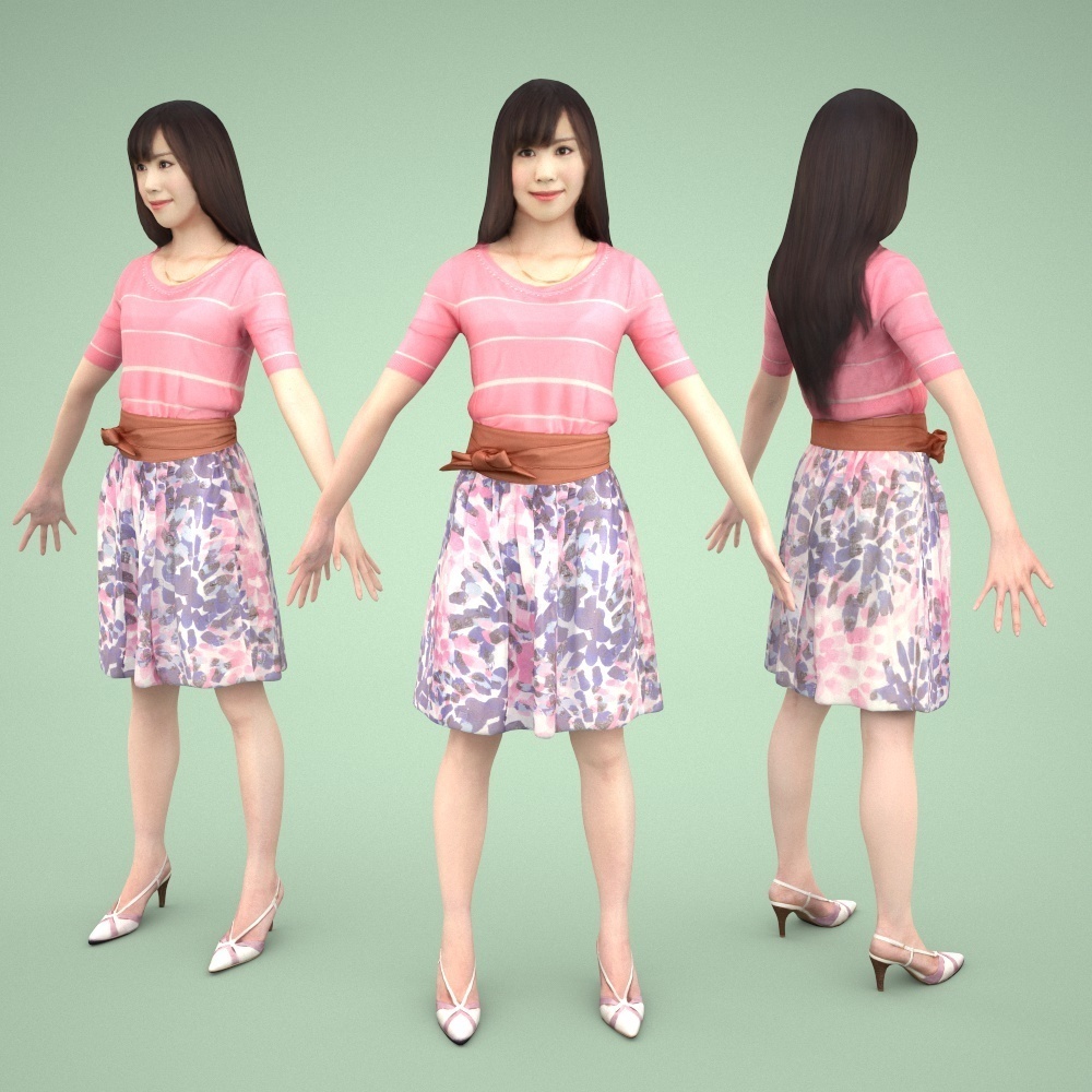 3D人モデルAポーズ5体セット Apose-set-006