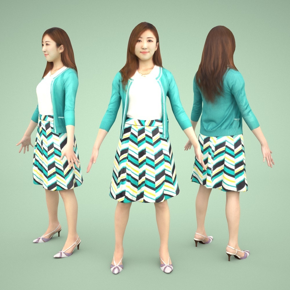 3D人モデルAポーズ5体セット Apose-set-006