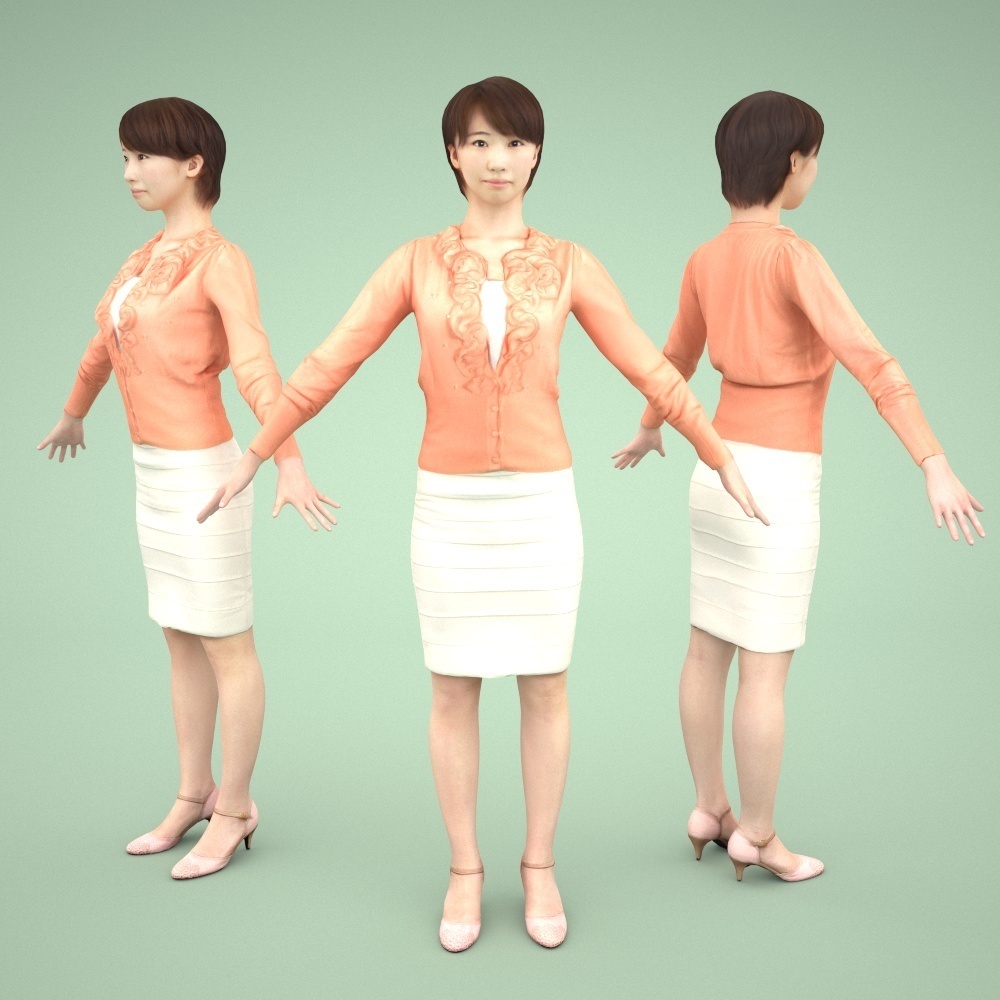 3D人モデルAポーズ5体セット Apose-set-006