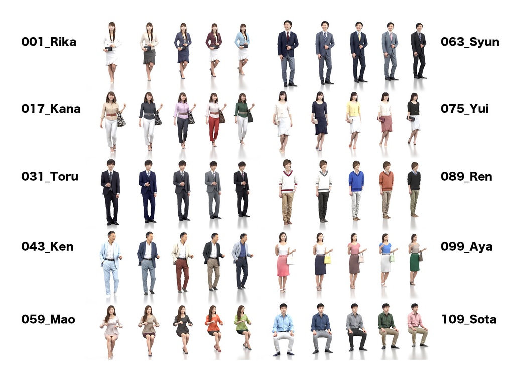 3D人物素材-ポーズド 10個セット 003_Posed-set