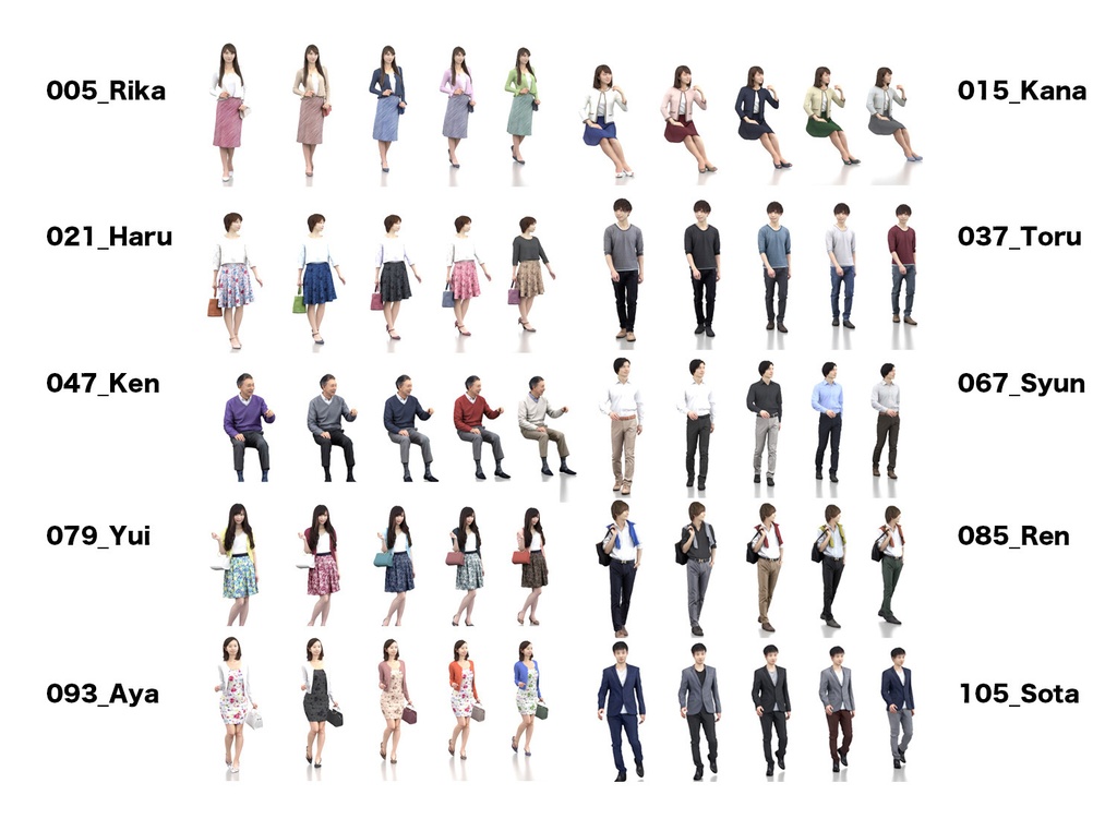 3D人物素材-ポーズド 10個セット 005_Posed-set