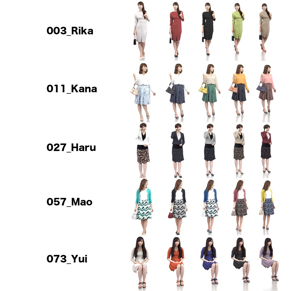 3D人物素材-ポーズド 5個セット 006_Posed-set