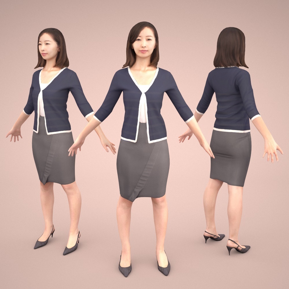 アニメーション付の3D人モデル 098_Aya