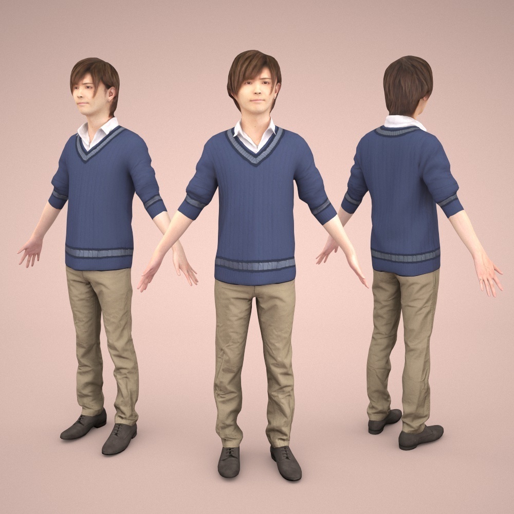 アニメーション付の3D人モデル 090_Ren