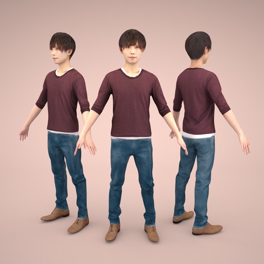 アニメーション付の3D人モデル 038_Toru