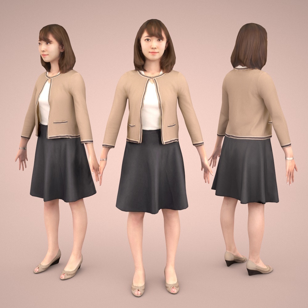 アニメーション付の3D人モデル 016_Kana