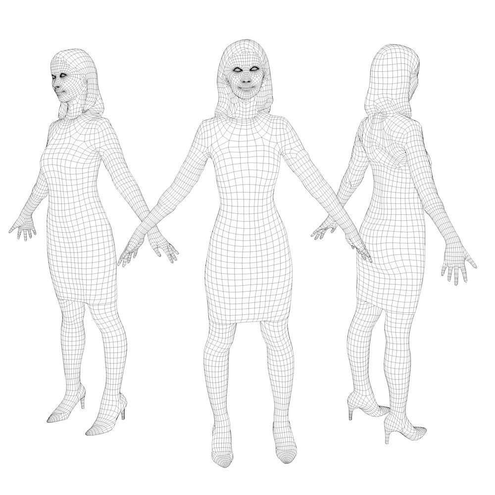 アニメーション付の3D人モデル 096_Aya