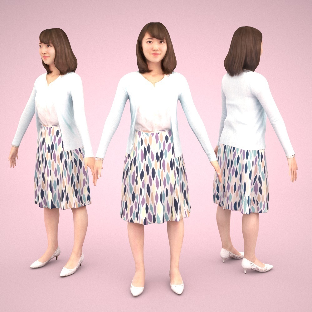 アニメーション付の3D人モデル 020_Kana