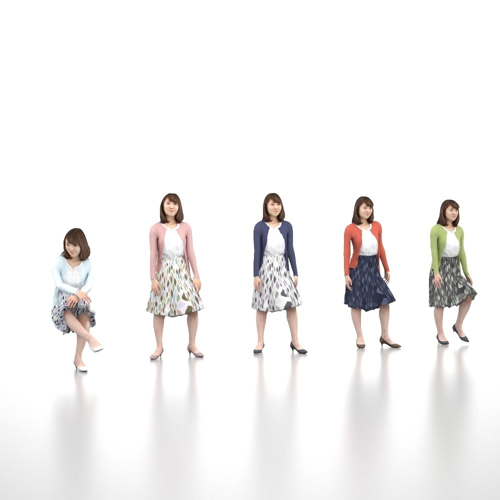 アニメーション付の3D人モデル 020_Kana