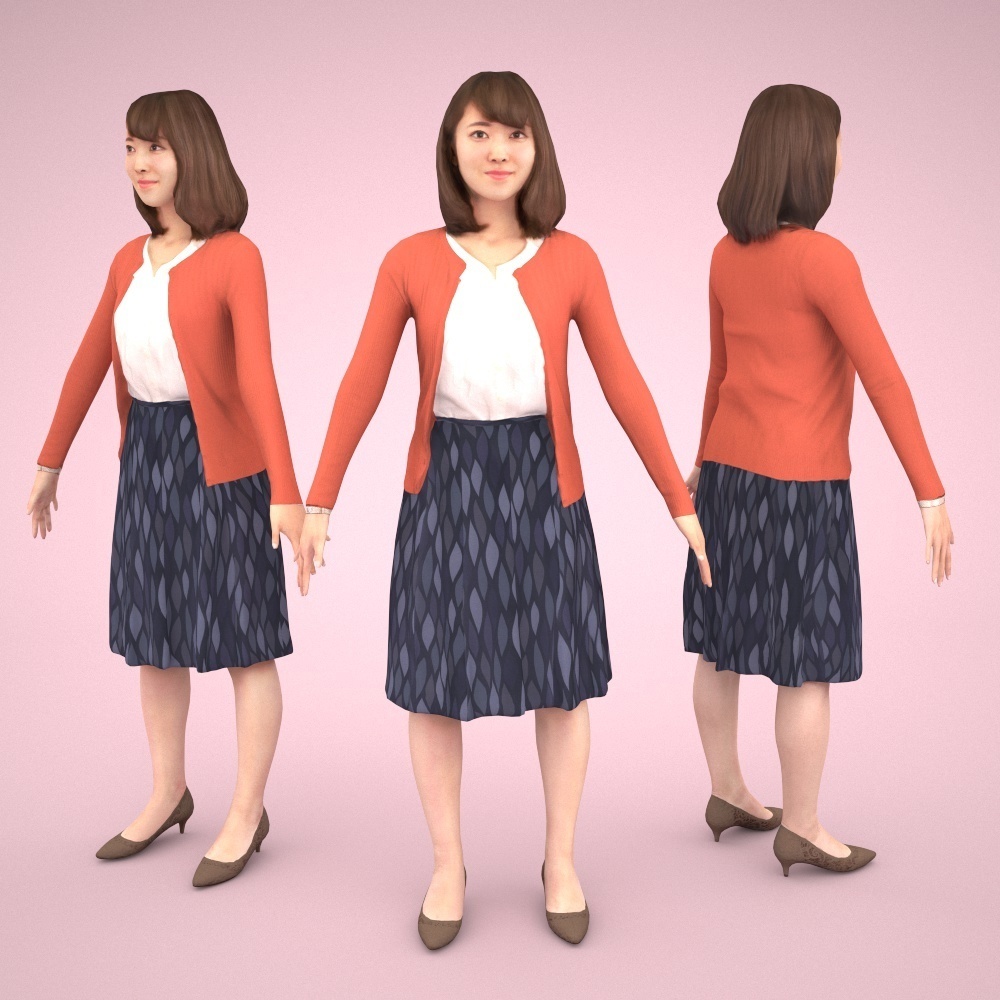 アニメーション付の3D人モデル 020_Kana