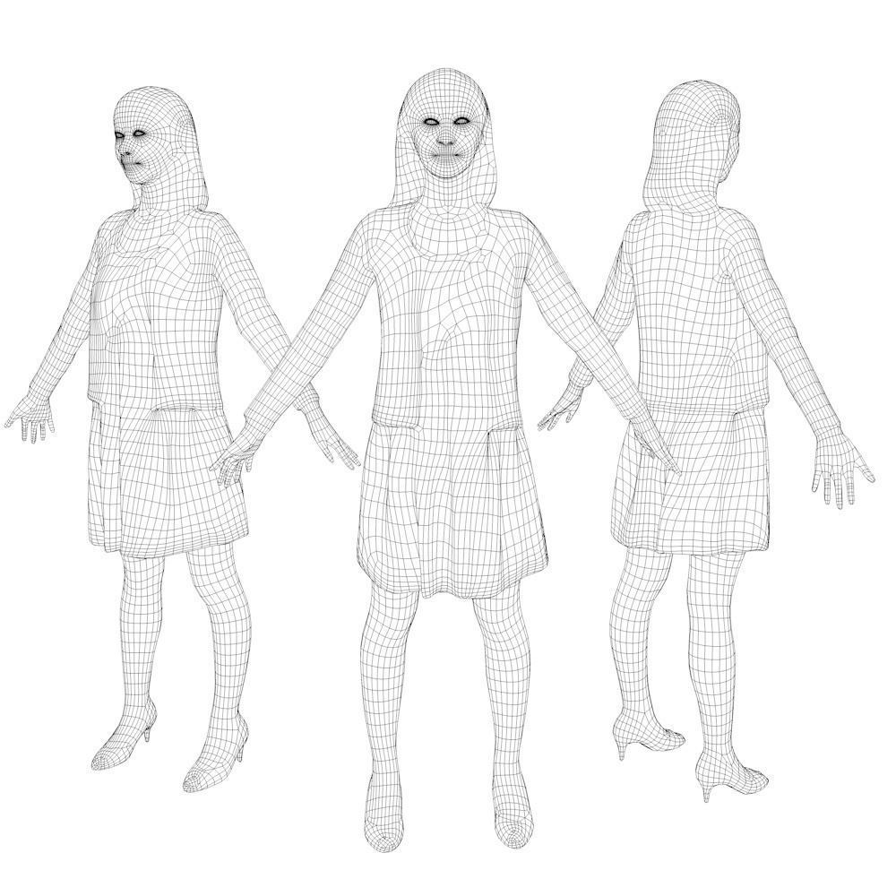 アニメーション付の3D人モデル 092_Aya