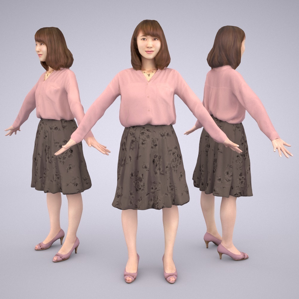 アニメーション付の3D人モデル 012_Kana